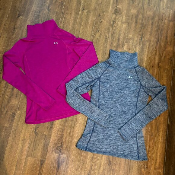 2 UA Under Armour Mock Neck Long Sleeved Compression Shirts S SEE LISTING DESCRI - Picture 1 of 7